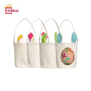 2022 Personalized Linen Easter Bunny Bucket Creative Party Halloween Decoration Candy Gift Tote Bags Sublimation Easter Baskets