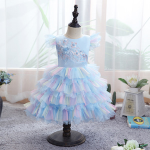 Robe tutu pour bébés filles, jupe superposée avec broderie florale jaune, tenue de spectacle printemps 2021 - Product Image 2