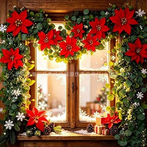 Guirnalda de hojas de eucalipto artificial Green Source con estrellas de Pascua para decoración navideña de ventanas, puertas y escaleras - Product Image 1