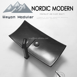 Lavabo <span class=keywords><strong>de</strong></span> Cerámica Curvo <span class=keywords><strong>de</strong></span> Diseño Creativo Wayon para Baño, para Interiores <span class=keywords><strong>de</strong></span> Lujo - Product Image 5