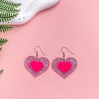 Boucles d'oreilles pendantes en forme d'étoile de note musicale en acrylique rose, boucles d'oreilles scintillantes pour femmes, boucles d'oreilles à paillettes tendance