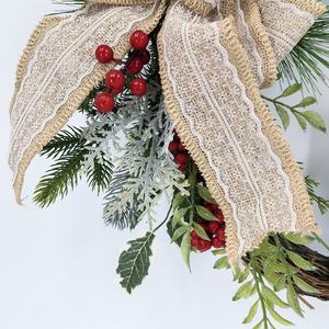 Guirlande de Noël artisanale de 22 pouces de diamètre, décoration à suspendre à la porte, cerf, baies, bois de cerf, vigne pour la porte d'entrée, fête de Noël - Product Image 5