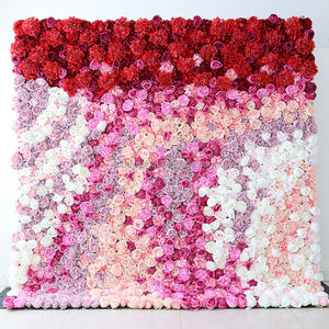 New Style Mixed Rainbow Color 5D Roll up Fabric Cloth Base Ombre Wedding <strong>Floral</strong> Backdrop Decor Silk Artificial Panel Flower Wall - Product Image 4
