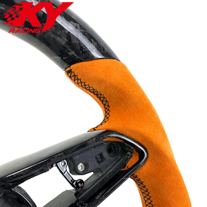 Volant sport en fibre de carbone forgée sur mesure, revêtement en suède orange, pour Audi A3 A4 A5 A6 TT TTRS C7 C8 Q3 Q5 SQ5 SQ8 RS3 RS7 R8 - Product Image 3