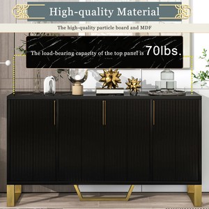 Modern Solid Wood <b>Sideboard</b> with Four Doors Adjustable Shelves Handles/Legs <b>for</b> <b>Kitchen</b> Dining Room & Living Room - Product Image 5