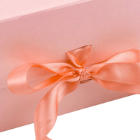 Boîte cadeau magnétique pliable de luxe en carton rigide rose avec impression recyclable, fermeture magnétique et logo