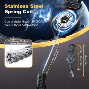 Portachiavi Retrattile con Moschettone Resistente, Porta Badge con Chiusura Magnetica, Avvolgitore per Badge ID da Uomo con Cavo Retrattile in Acciaio - Product Image 4