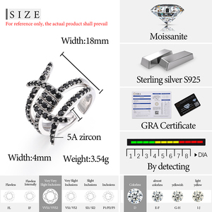 Vendita calda da uomo Fine regolabile anello con punta 925 in argento Sterling gemma gioielli per feste anello nero Moissanite - Product Image 6