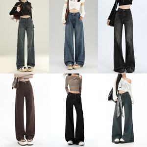 Nuevos Jeans de Pierna Recta Estilo Ins para <span class=keywords><strong>Mujer</strong></span>, de Talla Grande, Transpirables, de Secado Rápido y Resistentes al Desgaste, Pantalones de Trabajo para Dama - Product Image 2