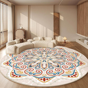 Alfombra Redonda Elegante de Imitación de Cachemira de 200 cm, Estilo Retro Francés, Alfombra para Sala de Estar, Dormitorio, Decoración del Hogar - Product Image 4