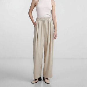 Haute élasticité jambe large pantalons longs décontracté mode polyester <span class=keywords><strong>pantalon</strong></span> droit dames pantalons pour femmes - Product Image 6