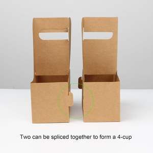 2 Tassen Einweg-Getränke träger mit Griff, 100er Pack Kraft karton behandelte Getränke träger 12-30 Unzen zum Mitnehmen Kaffeetasse halter - Product Image 3