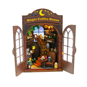 Miniatura de Cafetería Mágica para Manualidades, <span class=keywords><strong>Casa</strong></span> de Madera en Miniatura Hecha a Mano, Decoración Creativa para Escritorio, Regalo, 32x21x4.5cm - Product Image 5