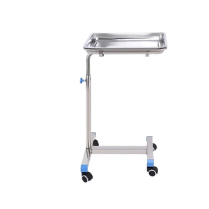 Chariot de support de plateau d'hôpital d'acier inoxydable de barre simple et double chariot d'outils d'instrument vétérinaire réutilisable pour le théâtre d'opération - Product Image 1