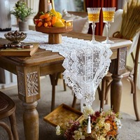 Décorations de table rectangulaires en dentelle blanche pour mariage, chemin de table élégant en gaze transparente ajourée