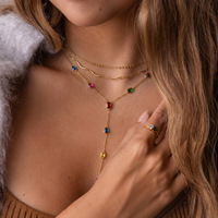 Collier Y en zircon 5A coloré, chaîne de luxe en acier inoxydable, anti-ternissement, pour femme, usage quotidien et accessoire de fête – Vente chaude