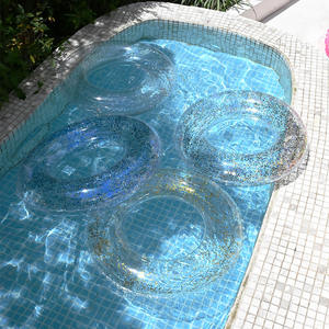 Bouée gonflable transparente à paillettes colorées avec poignées pour enfants, en PVC, directement de l'usine - Product Image 4