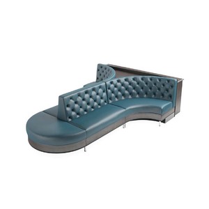 Juego de sofá de bolos seccional en forma de Y de lujo ligero, cabina de <span class=keywords><strong>restaurante</strong></span> de cuero azul claro, esquina de espera, asiento de sofá para banquete - Product Image 4