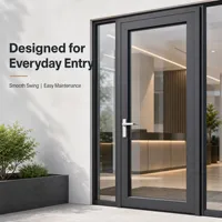 Porte à battant en aluminium avec surface thermolaquée et grand panneau vitré pour les exigences de décoration intérieure de villas modernes