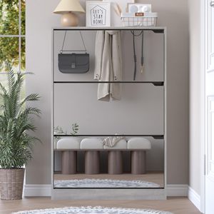 <span class=keywords><strong>Meuble</strong></span> à chaussures autoportant étanche en bois, grand modèle moderne avec <span class=keywords><strong>miroir</strong></span> pour la maison - Product Image 2