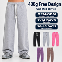 Celana Sweatpants Pria Custom Heavyweight Washed 400GSM Model Baggy Wide Leg Streetwear dengan Tali Serut Produsen OEM