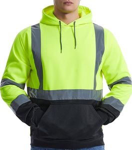 Người đàn ông củ<span class=keywords><strong>a</strong></span> phản quang Hoodies nhà sản xuất OEM Hi VIS Trọng lượng nhẹ Áo cao khả năng hiển thị ANSI Class 3 an toàn làm việc Áo Thun - Product Image 3