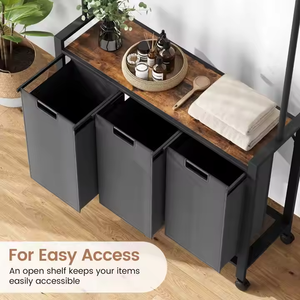 Cesto de ropa colgante retráctil de 3 secciones, clasificador de cesto de ropa, ruedas rodantes bloqueables para organización de cocina, almacenamiento de vajilla - Product Image 5