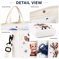 Sac fourre-tout en toile de coton réutilisable, écologique, avec motif de lettres mignonnes, taille et épaisseur personnalisables, pour femmes et enfants, pour les courses quotidiennes et le travail