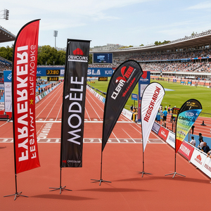 Banderas Voladoras Publicitarias para Eventos Deportivos, Diseño Gratuito de Fábrica Pdyear, Banderas de Playa Personalizadas Tipo <span class=keywords><strong>Bali</strong></span> Bow Sail Swooper, Banderas de Lágrima - Product Image 1