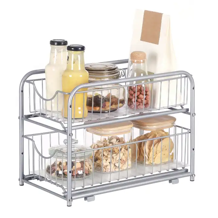 songmics 2-tier steel kitchen rack large