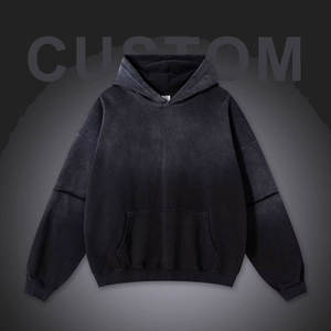 OEM&ODM Custom Printed 370G Pullover Black Acid Wash 100% Cotton Hoodie <b>Sweatshirts</b> Unisex Heavyweight <b>Men</b> Hoodie - Product Image 1