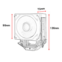 QiuzAim LGA1700/2011 refroidisseur d'air CPU 4/6 tour de caloduc avec ventilateur silencieux PWM 90mm pour processeurs PC Intel 12-15th Gen AM5