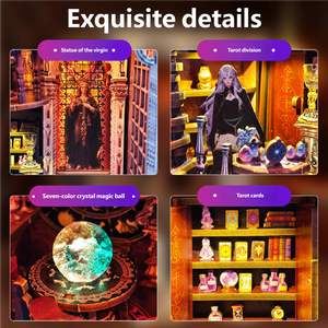 タロットカードをテーマにした木製DIY教育用ドールハウス-ミニチュアモダンミニチュア、ユニセックス向けミニアクセサリー付き - Product Image 4