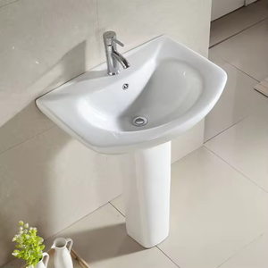 Lavabo de Pedestal Completo de Cerámica Moderno para Baño <span class=keywords><strong>Pequeño</strong></span> <span class=keywords><strong>con</strong></span> Desagüe, Lavamanos Independiente Fabricado por el Mejor Fabricante de Lavabos de Pedestal - Product Image 2