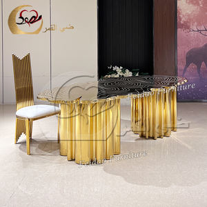 Muebles para Bodas, Mesa de Comedor de Acero Inoxidable, Mesa Dorada para Eventos y Banquetes de Hotel - Product Image 4