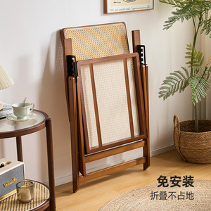Chaise longue en rotin Zhumei Residence, structure en bois, pliable, inclinable, pour balcon extérieur, chaise de détente - Product Image 2