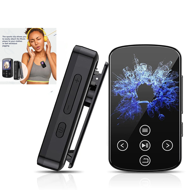 Sports Running Portable Mini Clip MP3 Player 32GB 16GB Touch Button Large Screen BT 5.4 HiFi Lossless Digital Music Mp4 Player