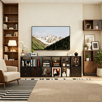 Staalrooster 4-plankig vrij combineerbaar boekenrek voor woonkamer & slaapkamer, tv-consolekast met wandmontage en vrijstaande opbergruimte