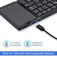 Teclado plegable inalámbrico de tres pliegues, teclado recargable plegable para computadora, teclado IOS plegable con trackpad