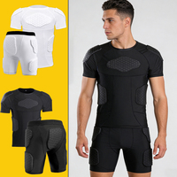 Ensemble de maillot et short de compression rembourrés en nid d'abeille, haut de protection à manches courtes, short de protection pour le cyclisme et les sports