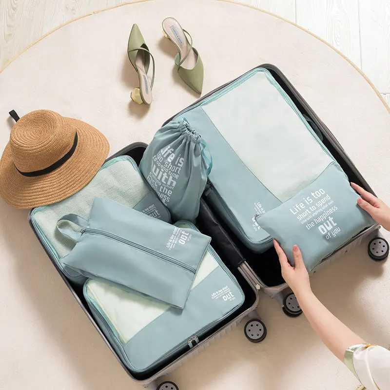 OEM lavabile vestiti da viaggio organizzatore di immagazzinaggio armadio valigia custodia scarpe imballaggio cubo viaggio stile bagaglio borsa set
