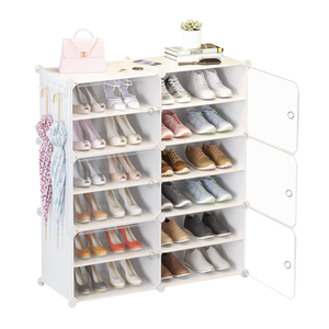 New Arrival White Convertible Folding Plastic <b>Shoe</b> <b>Rack</b> Organizer 3D Doors Living Room Entry Modern Home Furniture Warehouse - Product Image 2