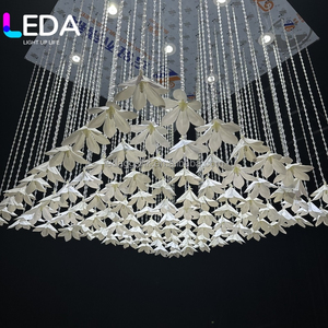 LEDA Luxury Wedding Hall <b>Ceiling</b> Flower Acrylic Crystal Bead Curtains Stage <b>Ceiling</b> Lily Rose Beaded Curtain With Led Light - Product Image 5