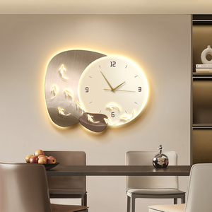 Hiện đại sang trọng trừu tượng hình học cá dẫn ánh sáng sơn đồng hồ sáng tạo in kỹ thuật số trang trí nhà đồng hồ treo tường - Product Image 1
