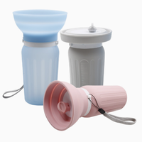 Bouteille d'eau portable pour animaux de compagnie en silicone imperméable pour l'extérieur, bol à eau pliable à motif solide pour chiens et chats