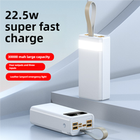 Batería Externa Solar Multifuncional para Exteriores de Carga Rápida 30000mAh 40000mAh 50000mAh 60000mAh con Luz LED Brillante