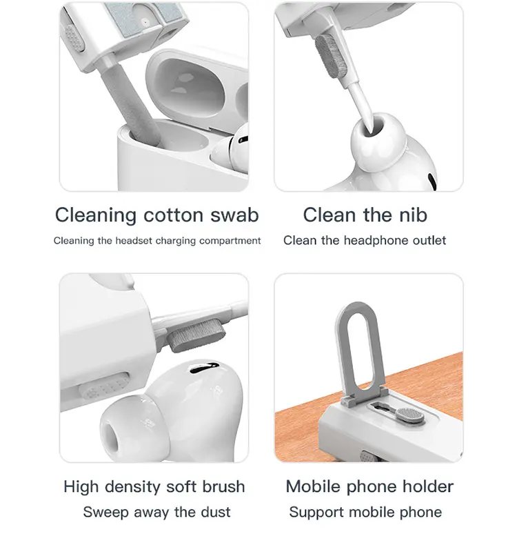 8-in-1 Touch Screen Cleaner Brush Kit per auricolari tastiera Airpods strumenti essenziali per la pulizia