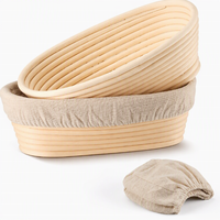 Panier de levage ovale en rotin tressé à la main avec doublure en coton pour la cuisson du pain au levain – Outil de boulangerie artisanale en gros