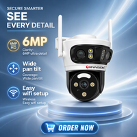Caméra de sécurité WiFi PTZ à double objectif 6MP, caméra CCTV sans fil extérieure, caméra de surveillance domestique à grand angle, panoramique et inclinaison