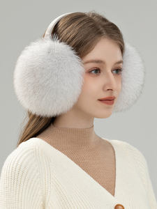 Offre Spéciale de haute qualité de luxe femmes réel fourrure de renard cache-oreilles en gros hiver doux cache-oreilles protéger plus chaud argent fourrure de renard oreillette - Product Image 4